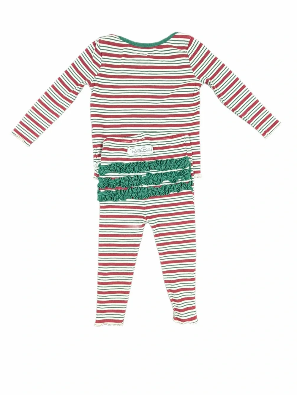 RUFFLE BUTTS Peppermint Stripe Ruffled Pajama Set - 18-24M
